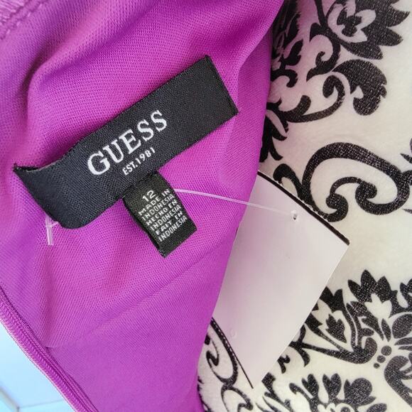 Guess Surplice Plunging Neckline Tulip Hem Midi Dress - Picture 5 of 5